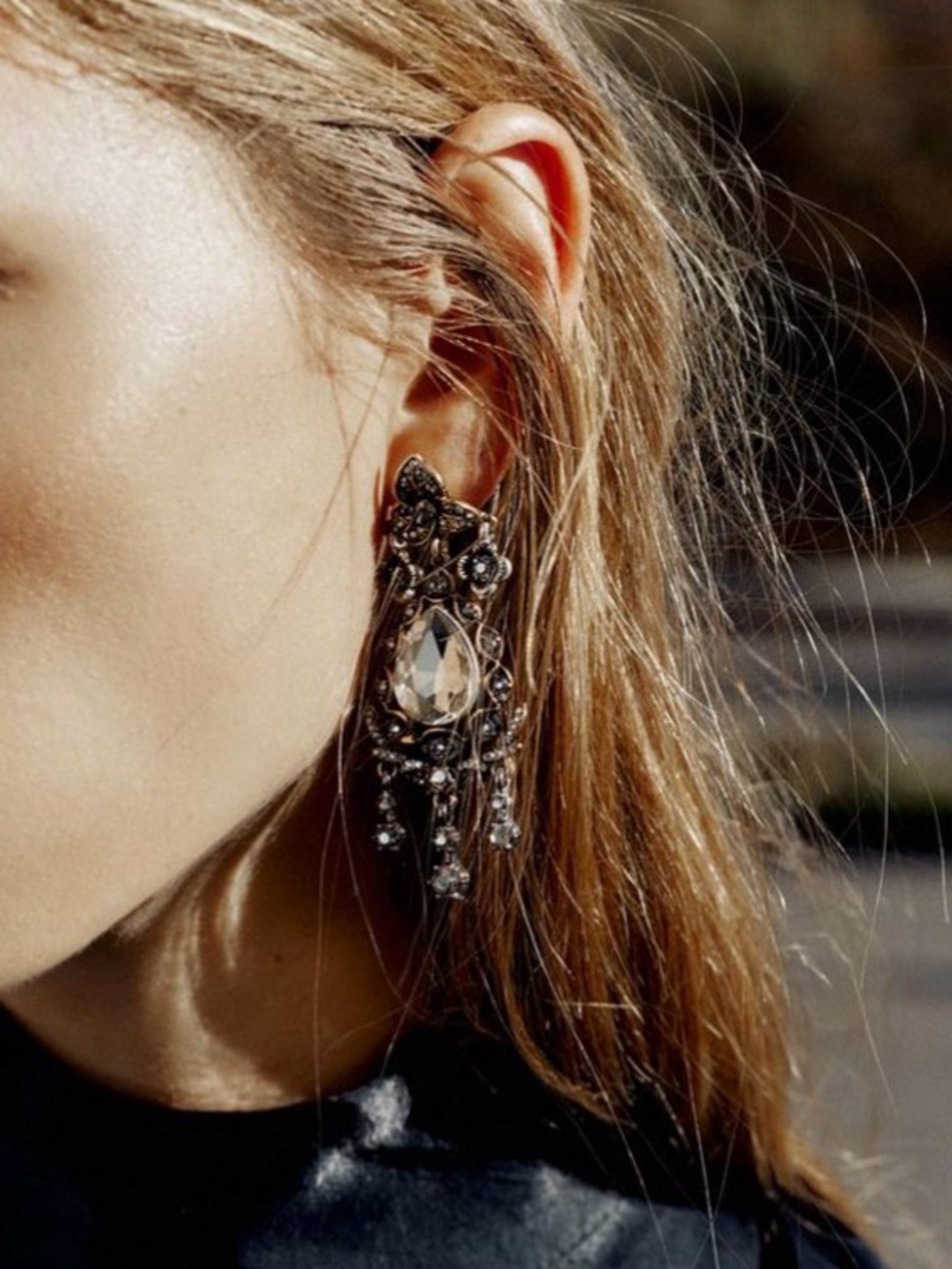 🔥🔥Zara Vintage-Inspired Gold Drop Crystal Earrings